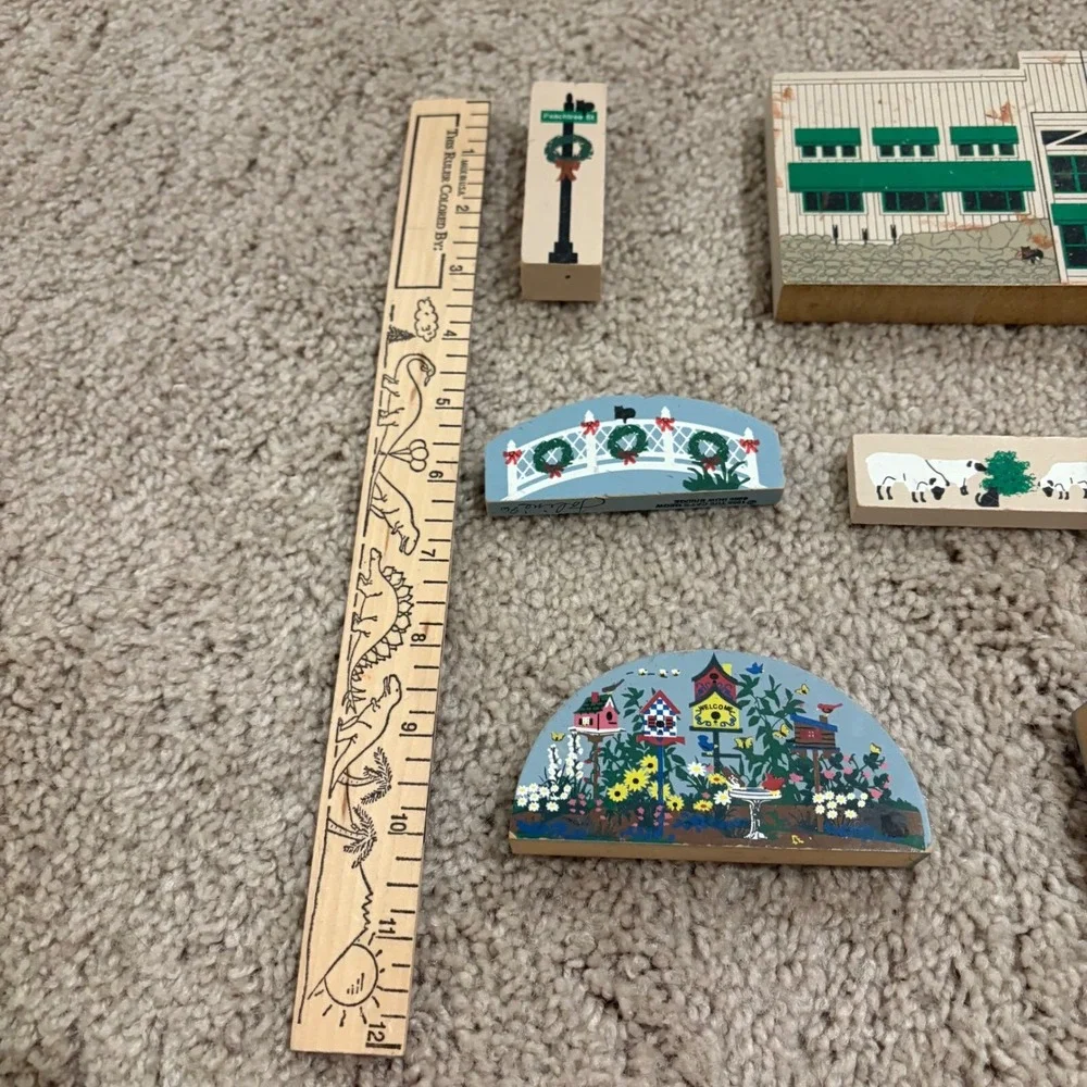 Vintage The Cat's Meow 1990s Blocks Decor Collection Lot of 8 Signed and Marked‎